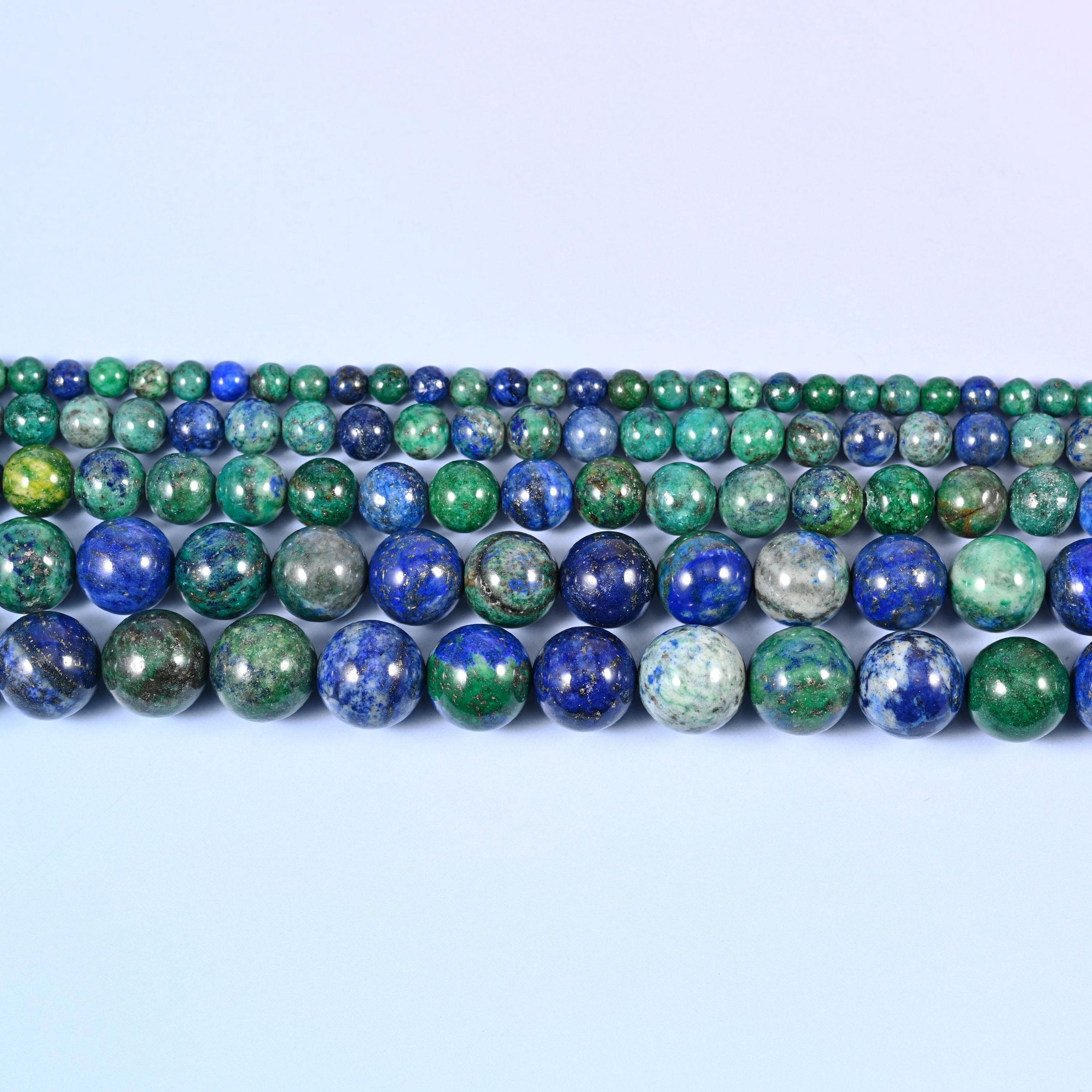 Phoenix Lapis Smooth Round Beads 4mm 6mm 8mm 10mm 12mm in deep royal blue marbled with forest green