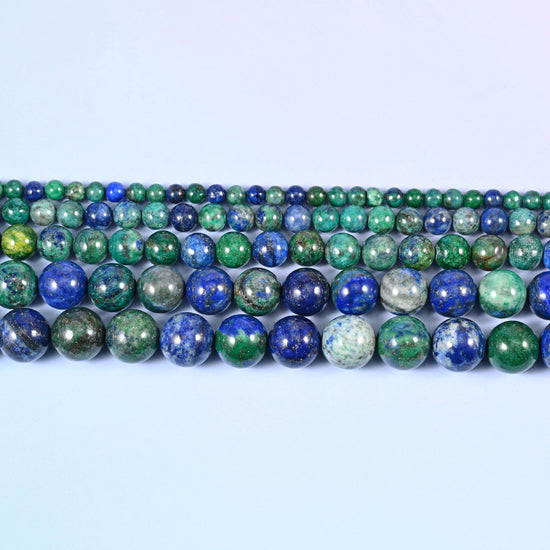 Phoenix Lapis Smooth Round Beads 4mm 6mm 8mm 10mm 12mm in deep royal blue marbled with forest green