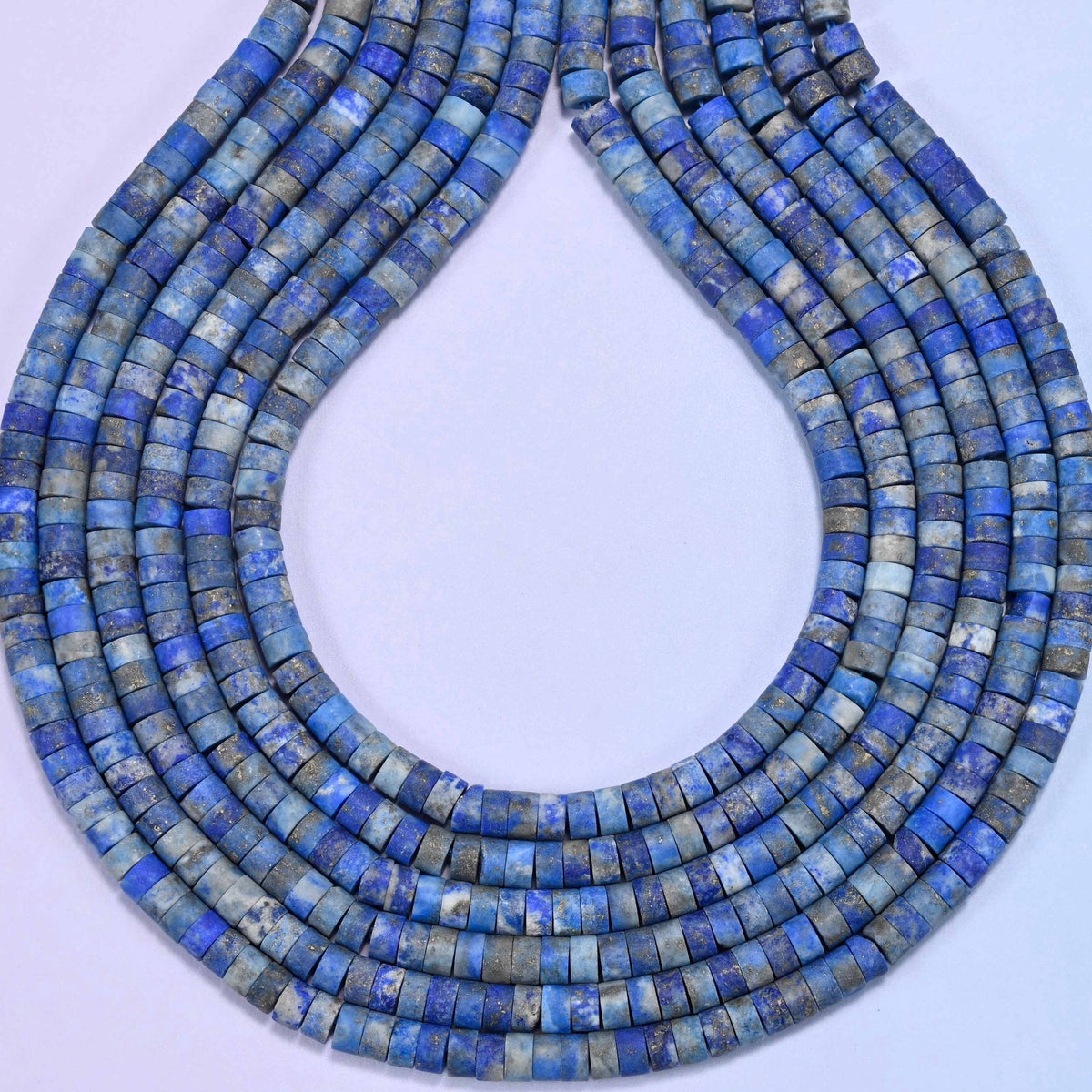 Matte lapis lazuli heishi disc beads, hole 1.0mm