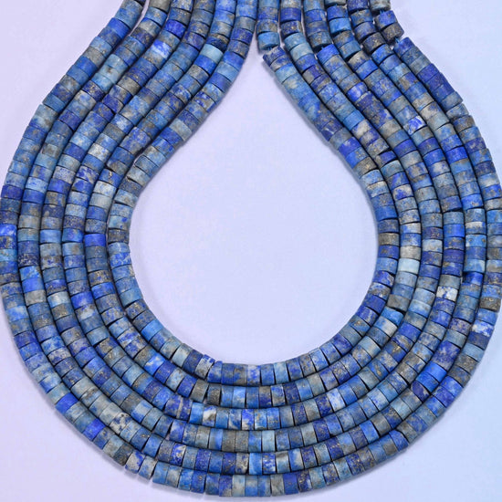 Matte lapis lazuli heishi disc beads, hole 1.0mm