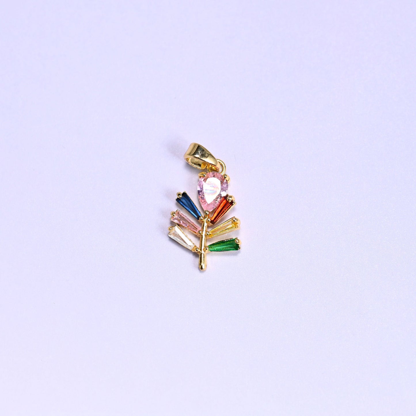 Multicolor Leaf Zircon Charms