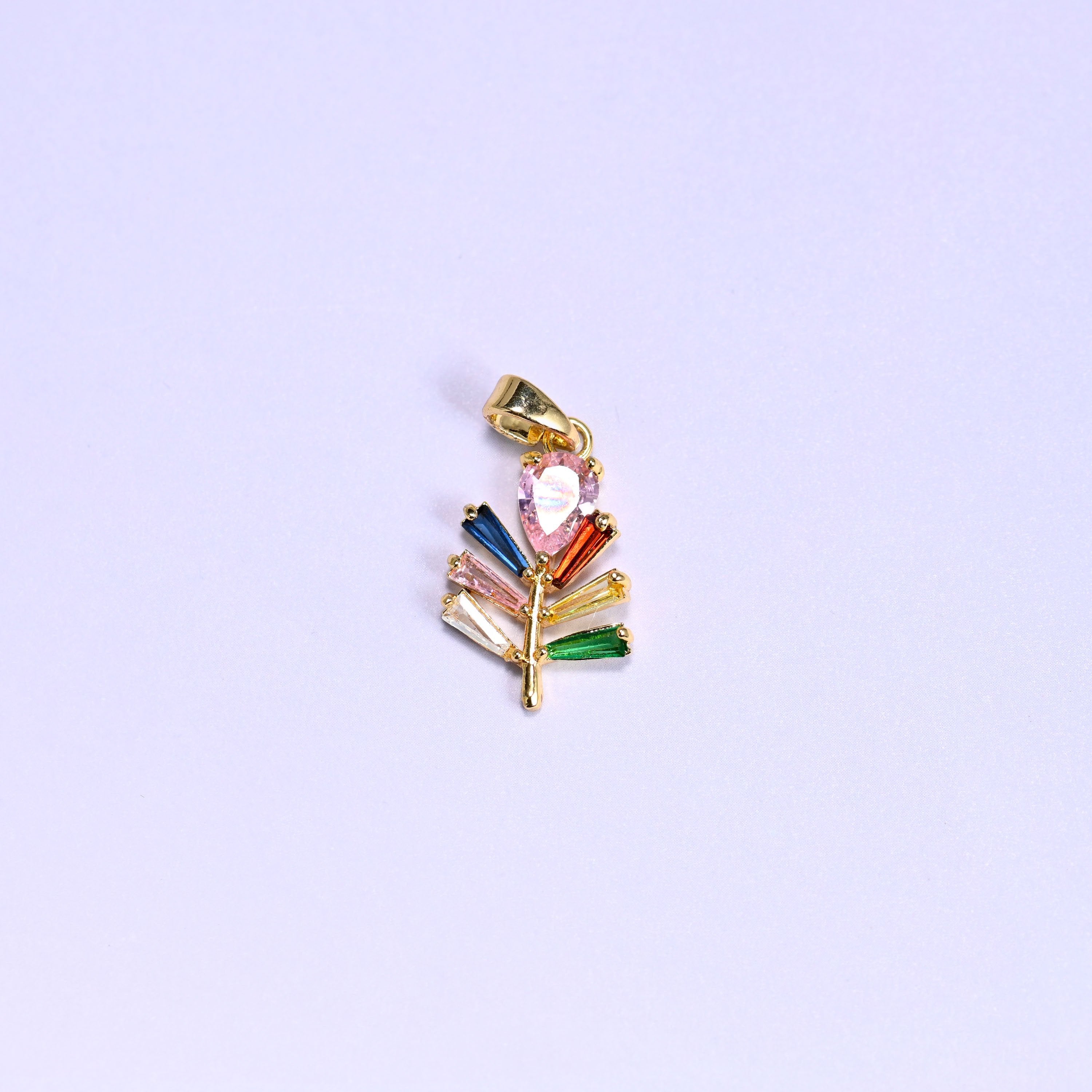 Multicolor Leaf Zircon Charms