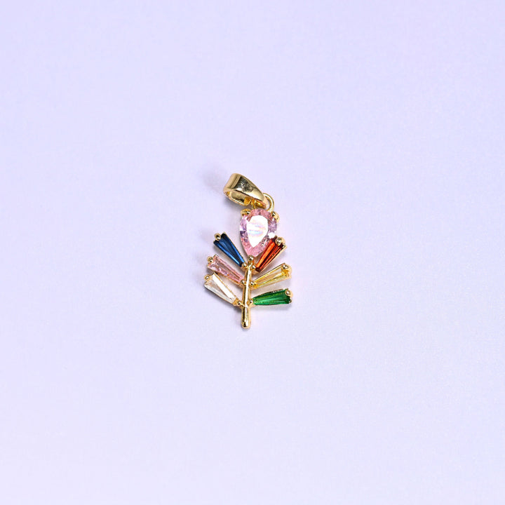 Multicolor Leaf Zirconia Charms