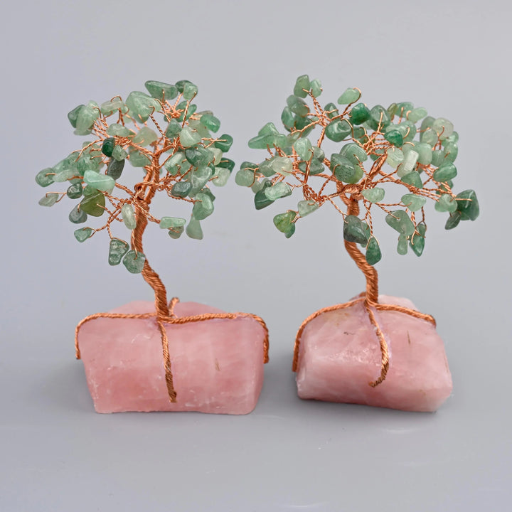 Rose quartz gemstone tree, copper wire trunk, approximately 5 inches tall