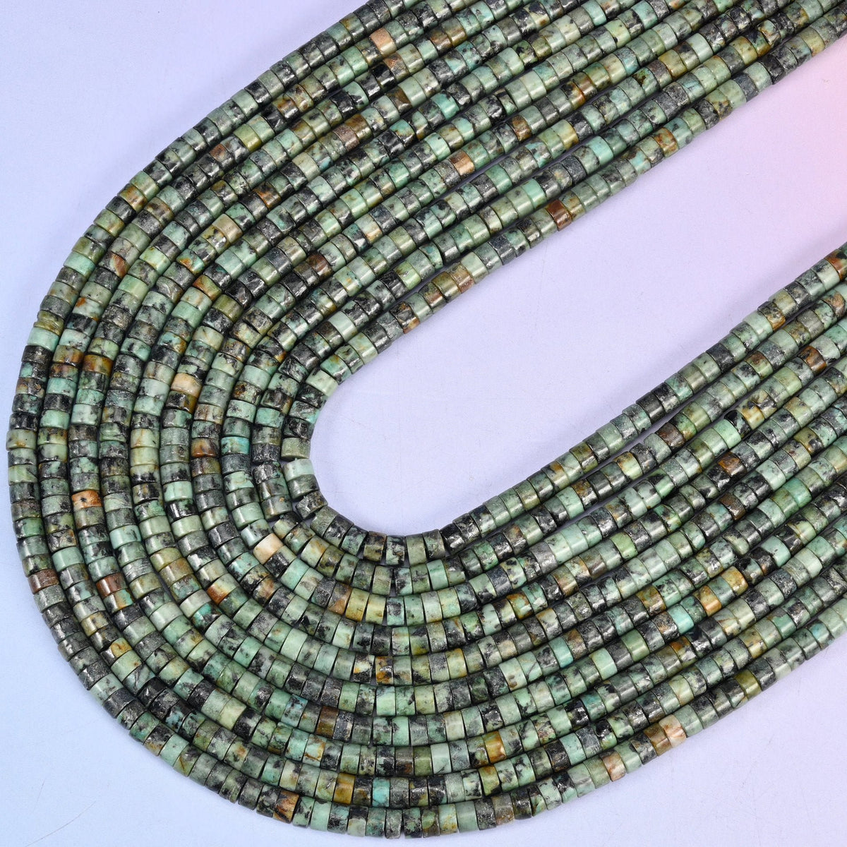 African Howlite Smooth Heishi Disc Beads, 15.5 inch strand