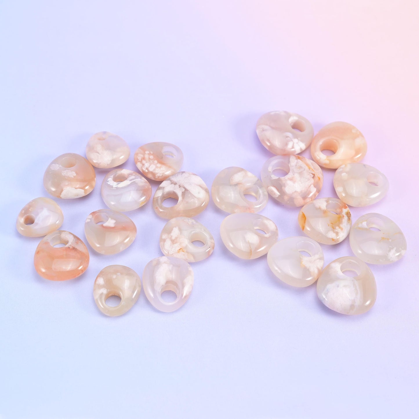 Sakura flower agate donut in pale cream and blush pink