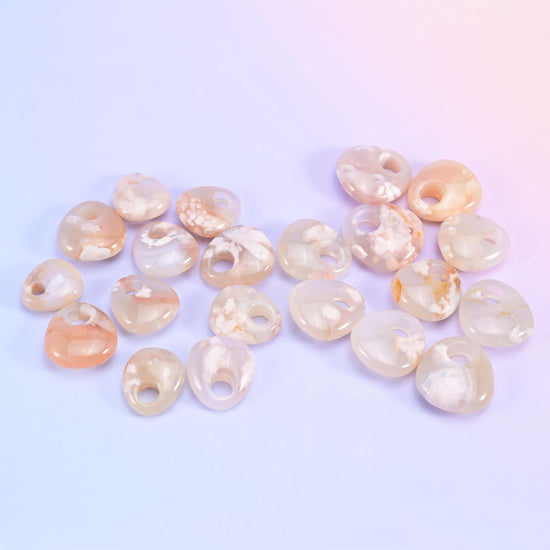 Sakura flower agate donut in pale cream and blush pink