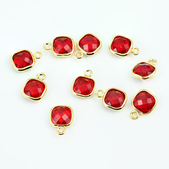 Faceted square cushion in a bezel setting cut brass, 18k gold filled, and zircon — lead free and nickel free beads