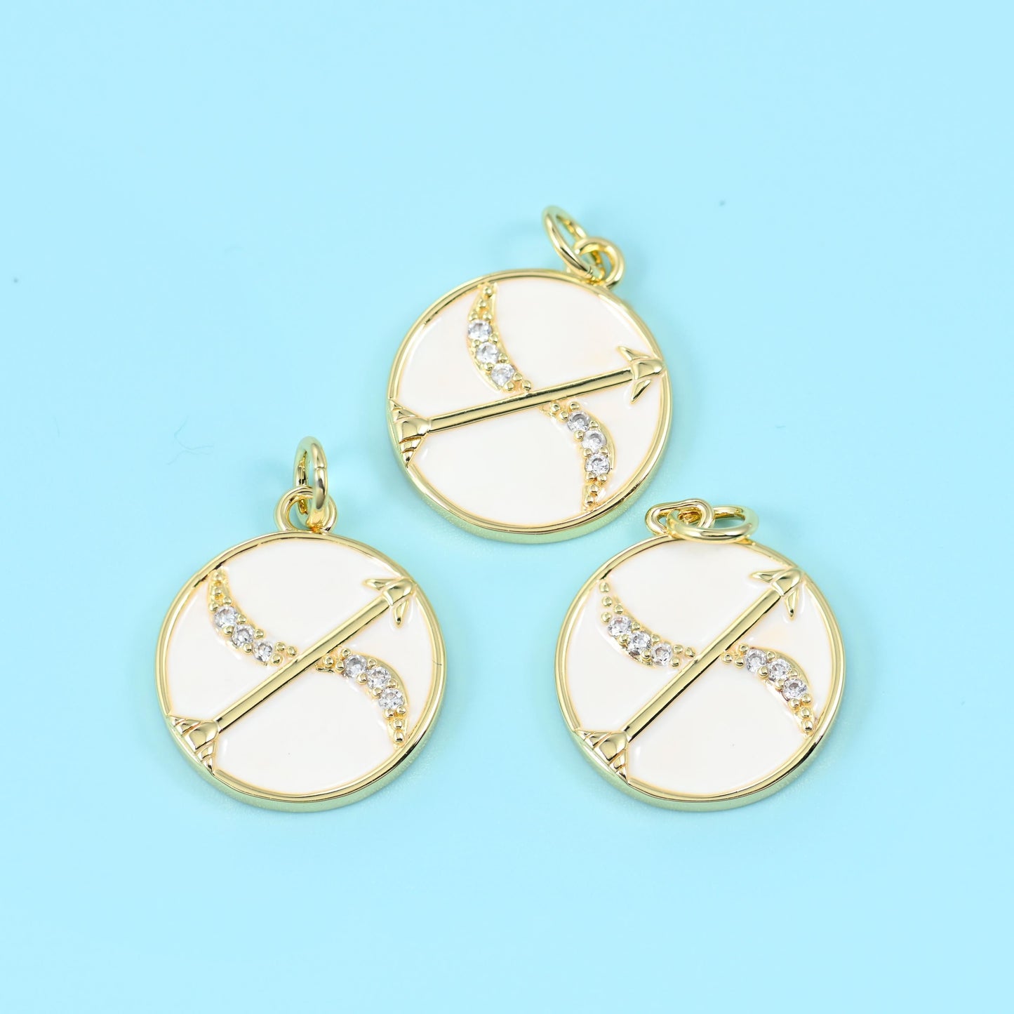14K Gold Filled Enamel Zodiac Sign Charm 15mm in multiple colors available