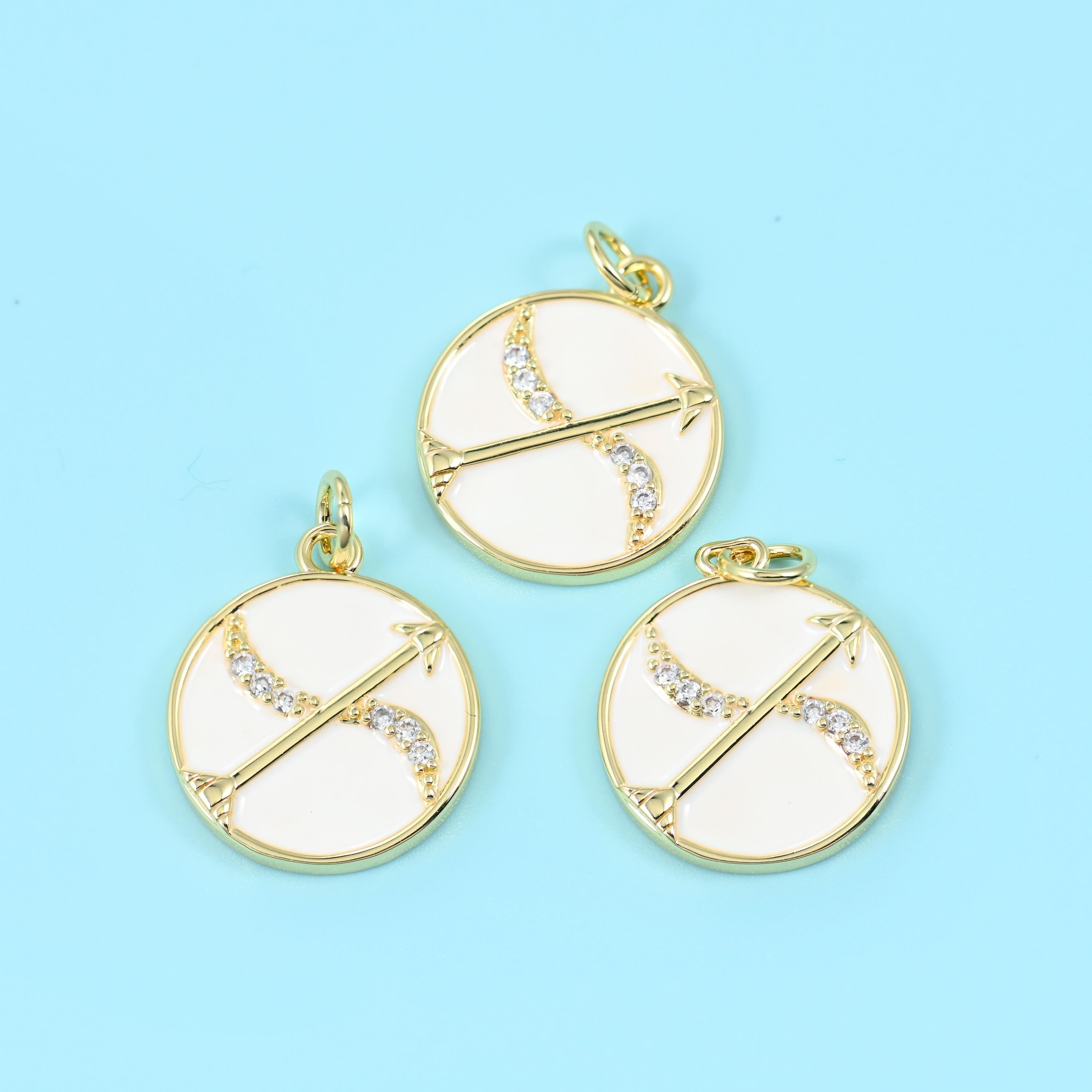 14K Gold Filled Enamel Zodiac Sign Charm 15mm in multiple colors available