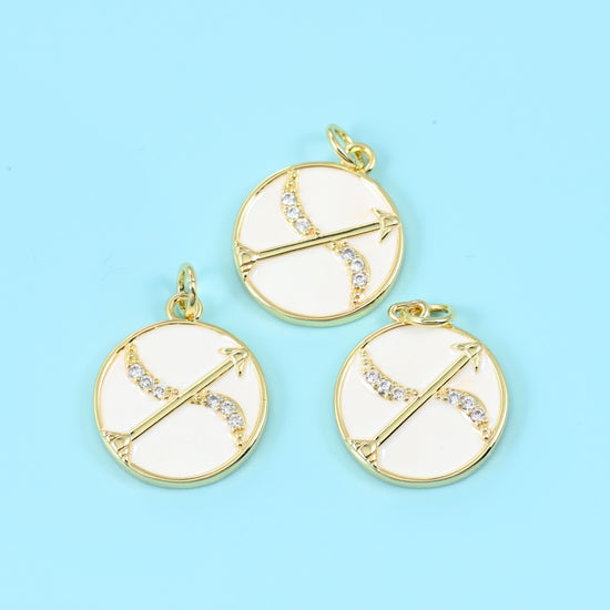 14K Gold Filled Enamel Zodiac Sign Charm 15mm in multiple colors available