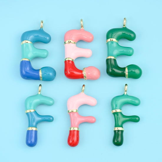 18K Gold Filled Enamel Alphabet Letter Pendants A-Z in multiple colours available
