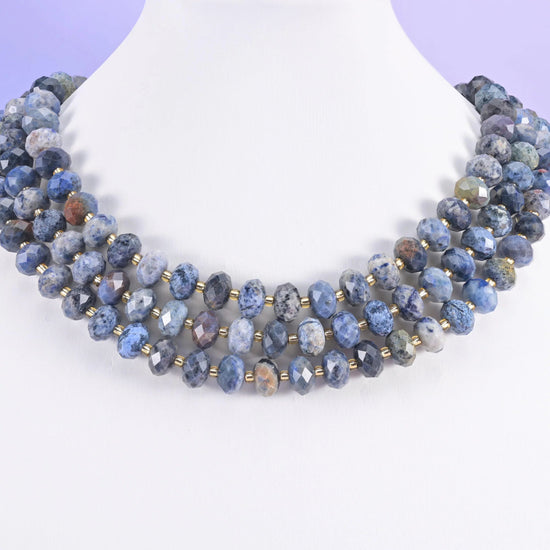 Sunset Dumortierite beads, faceted rondelle, 6x10mm