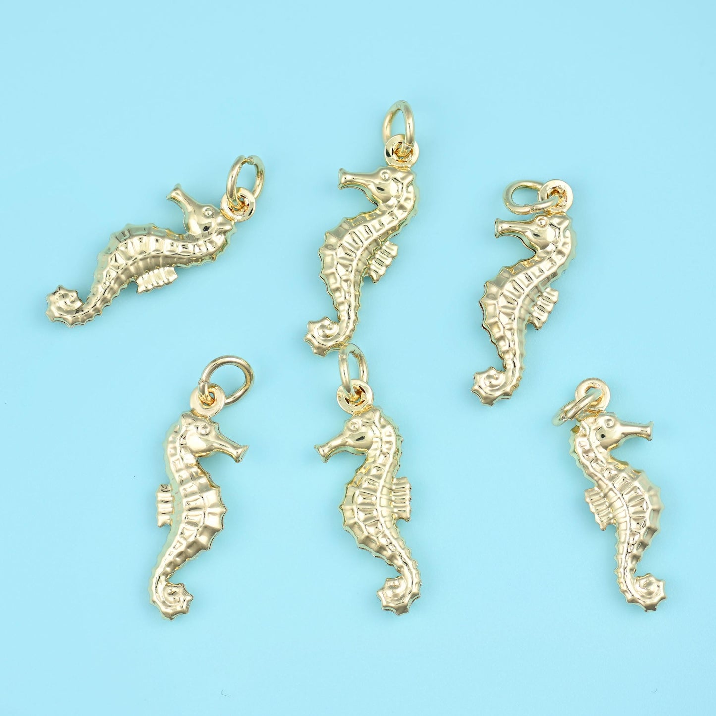 18K Gold Filled Seahorse Charm 20.84x8.05mm