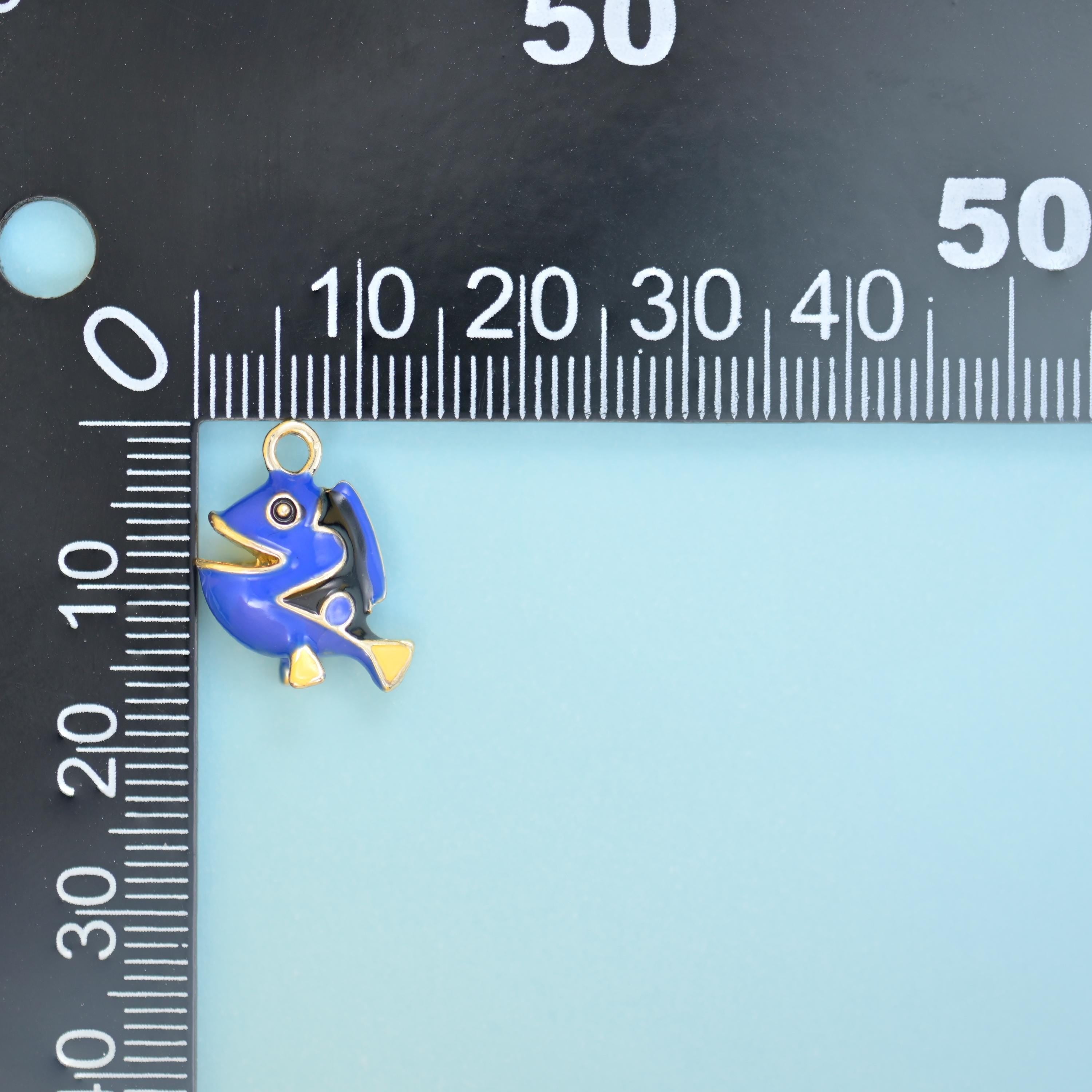 18K Gold Filled Enamel Blue Tropical Fish Charms for DIY Jewelry Making Supply