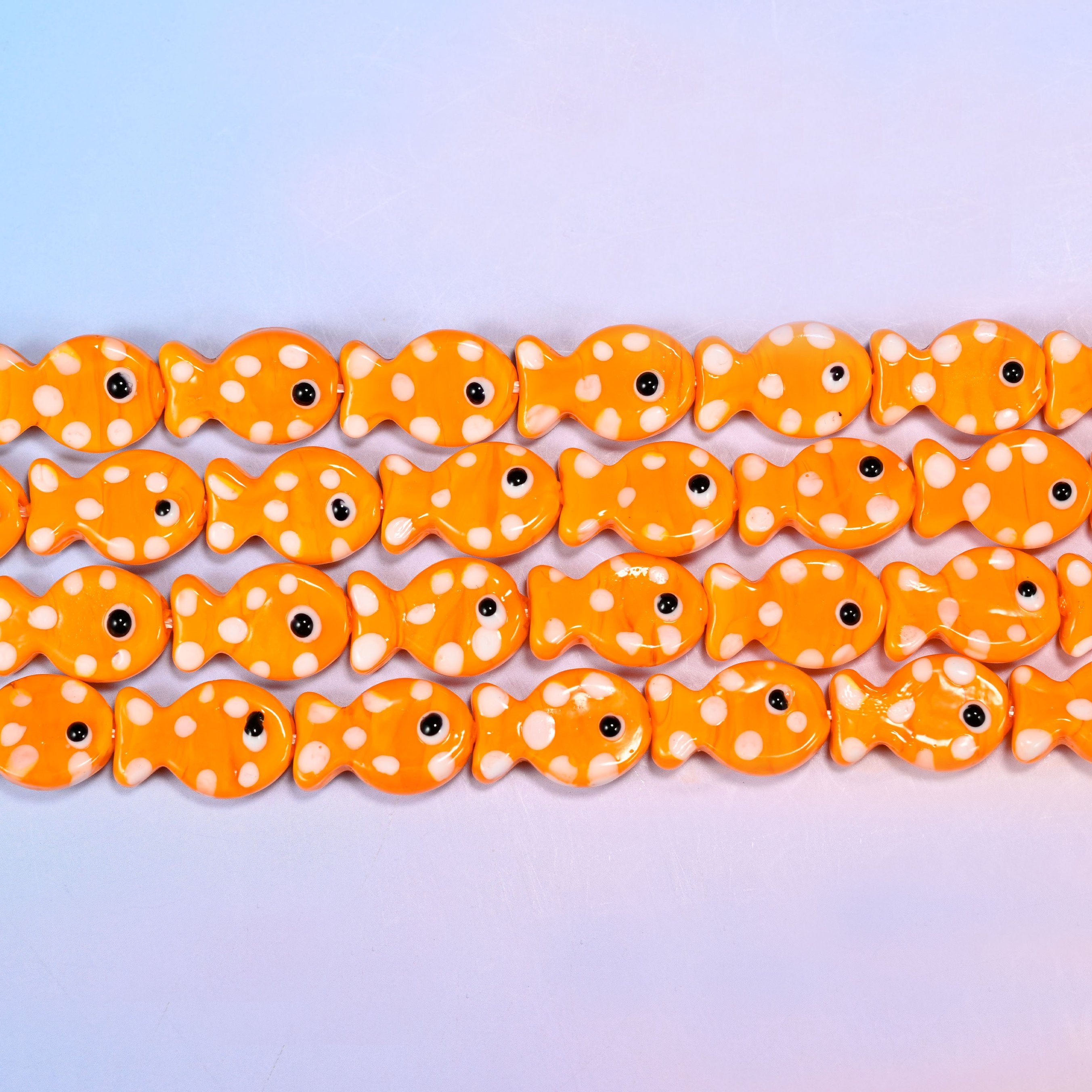 Orange with White Dot Fish Glass Beads: Jewelry Making Supply