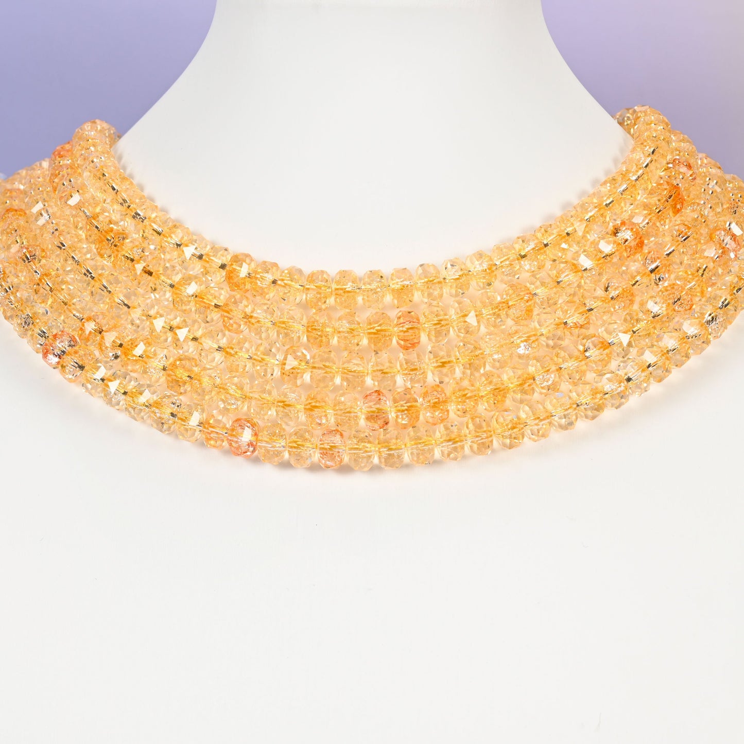 Transparent gold glass beads, faceted rondelle shape, 5x8mm