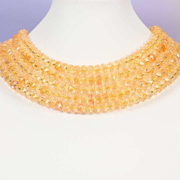 Transparent gold glass beads, faceted rondelle shape, 5x8mm