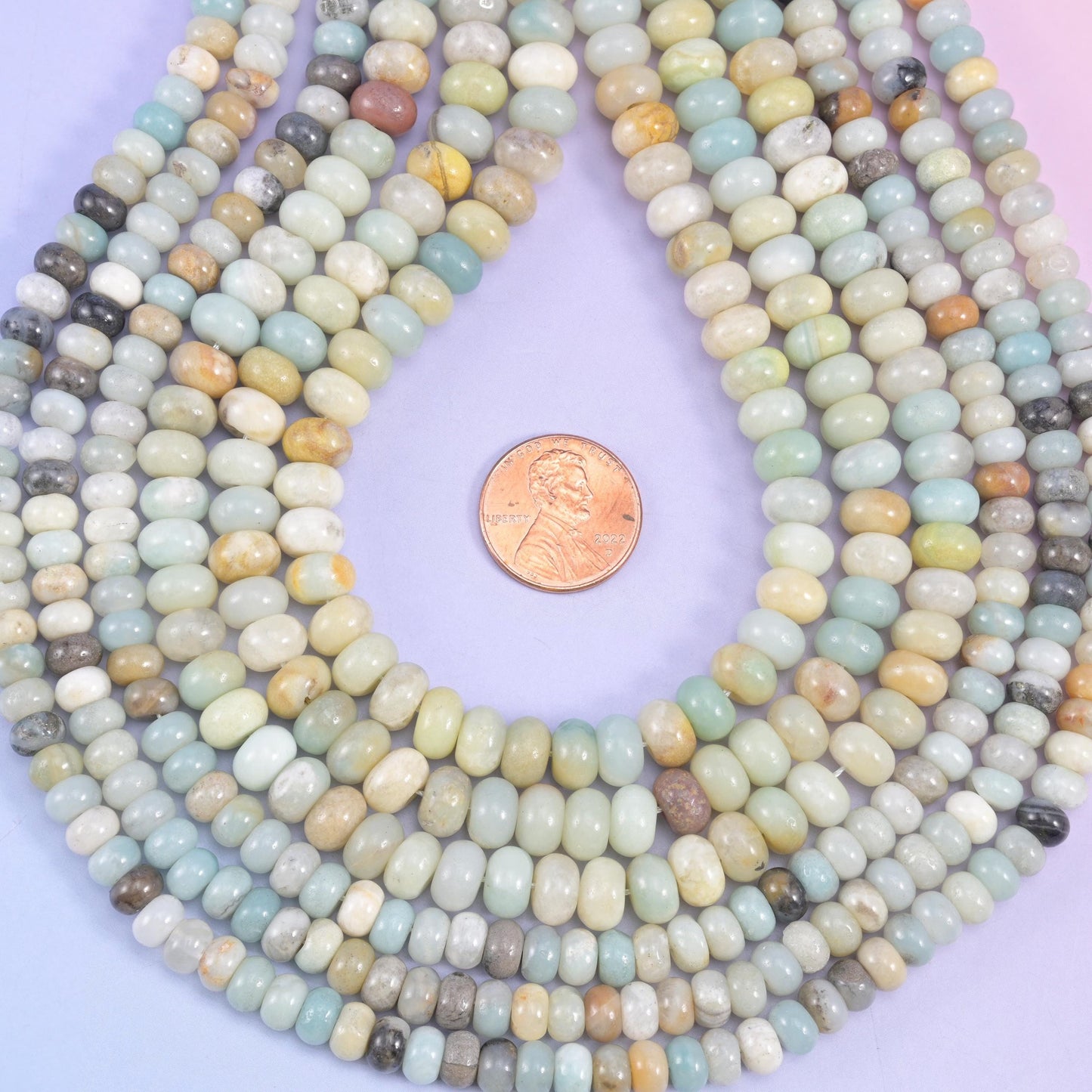 Multi-Color Amazonite rondelle beads, approximately 90 beads per strand