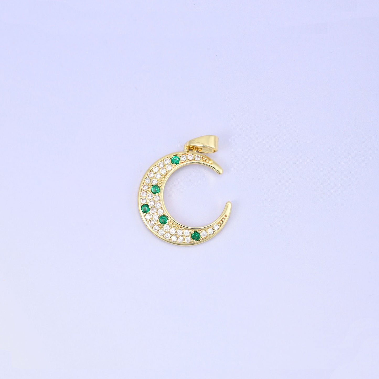 18K Gold Plated Brass Crescent Moon Charm Pendant