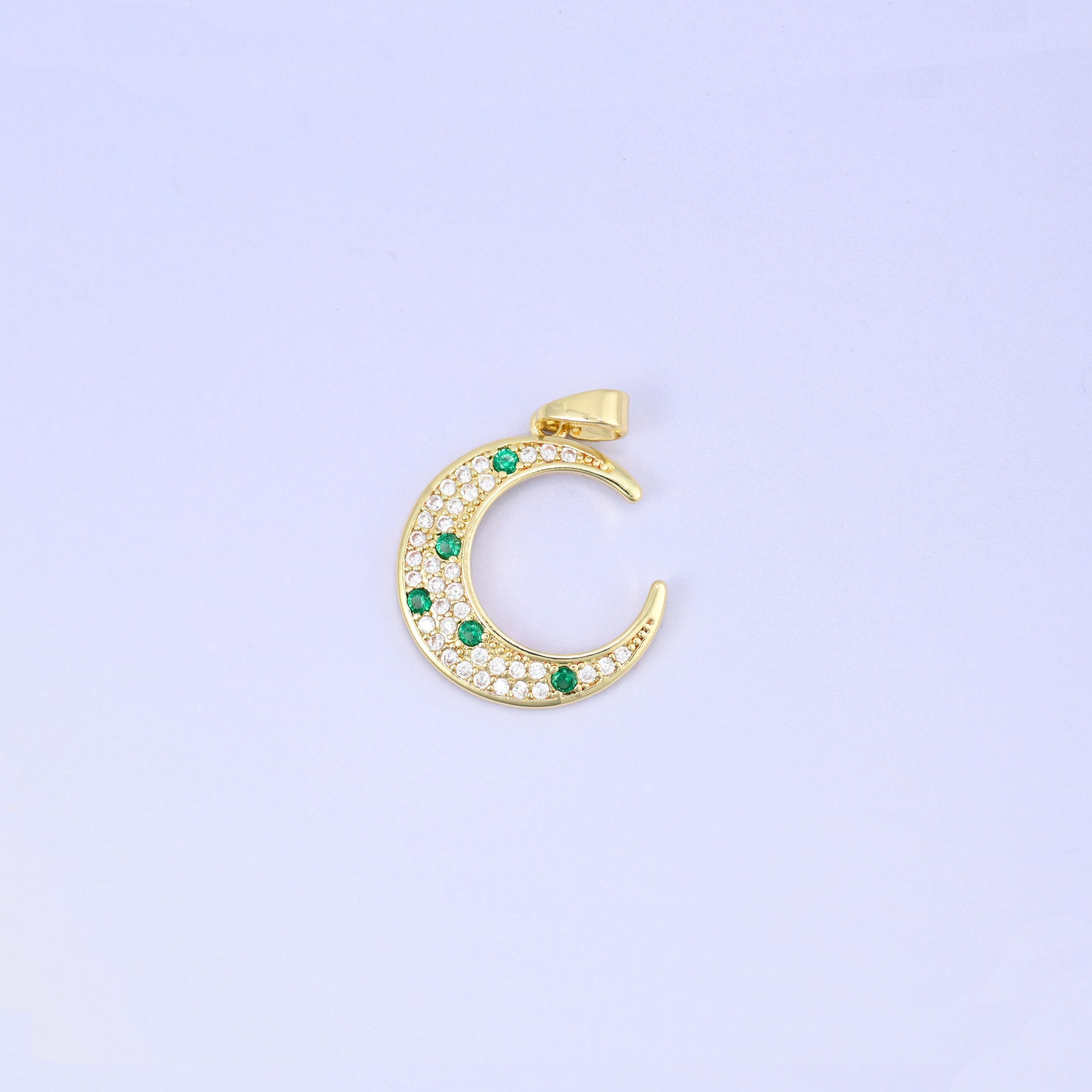 18K Gold Plated Brass Crescent Moon Charm Pendant