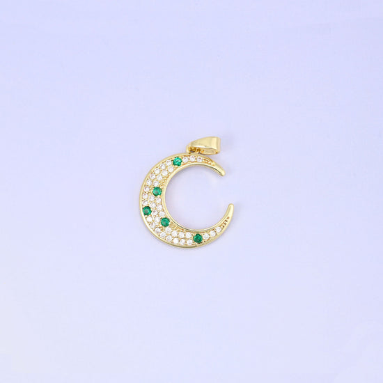 18K Gold Plated Brass Crescent Moon Charm Pendant