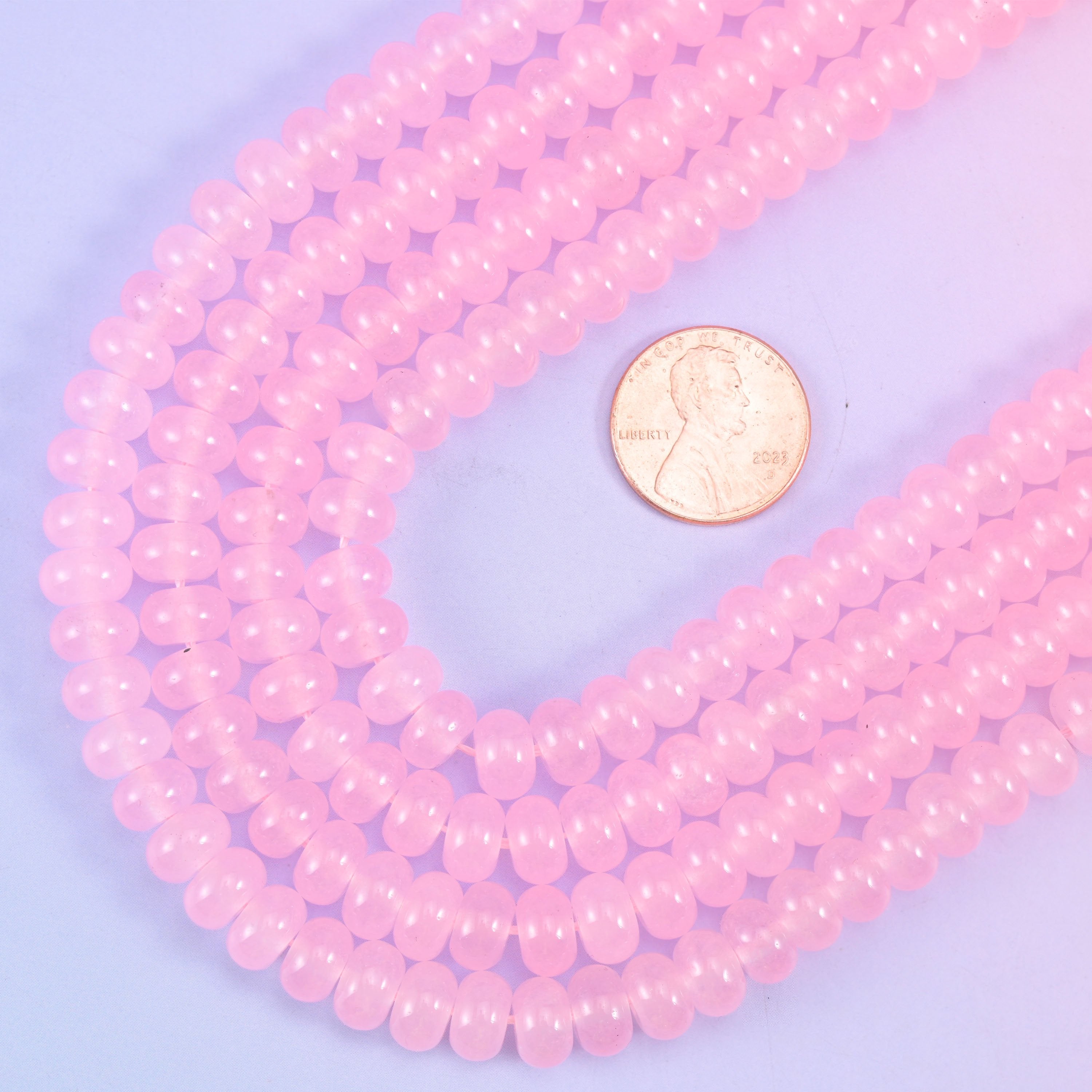 Smooth rondelle cut dyed jade beads