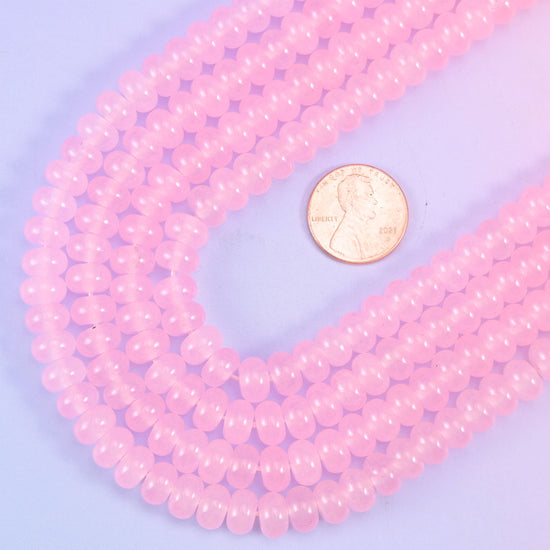 Smooth rondelle cut dyed jade beads