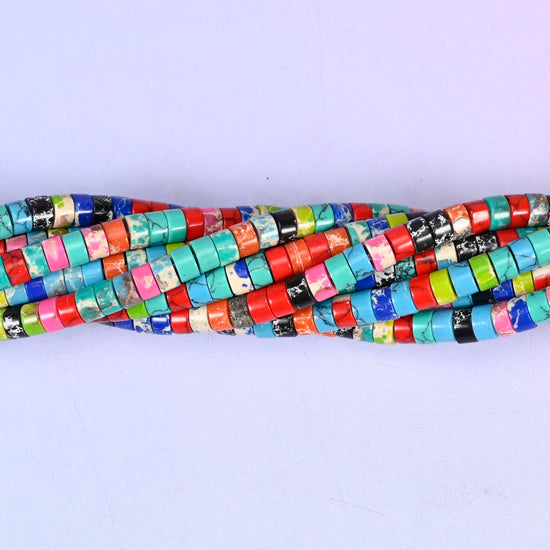 Dyed Multi-Color Shoushan Stone Smooth Heishi Disc Beads: Jewelry Making Supply, 15.5 Inch Strand