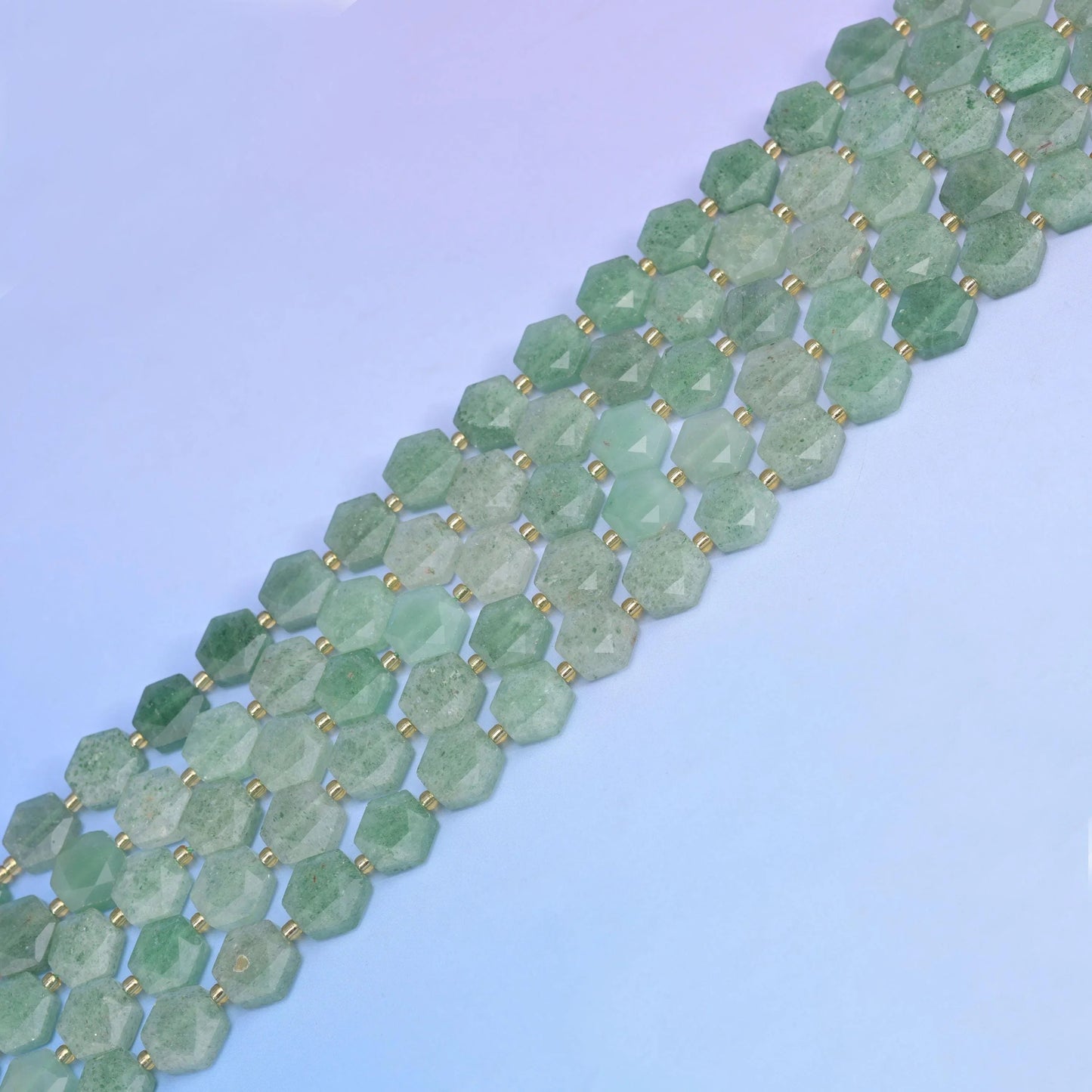 Green Strawberry Quartz in soft celadon and sage green.