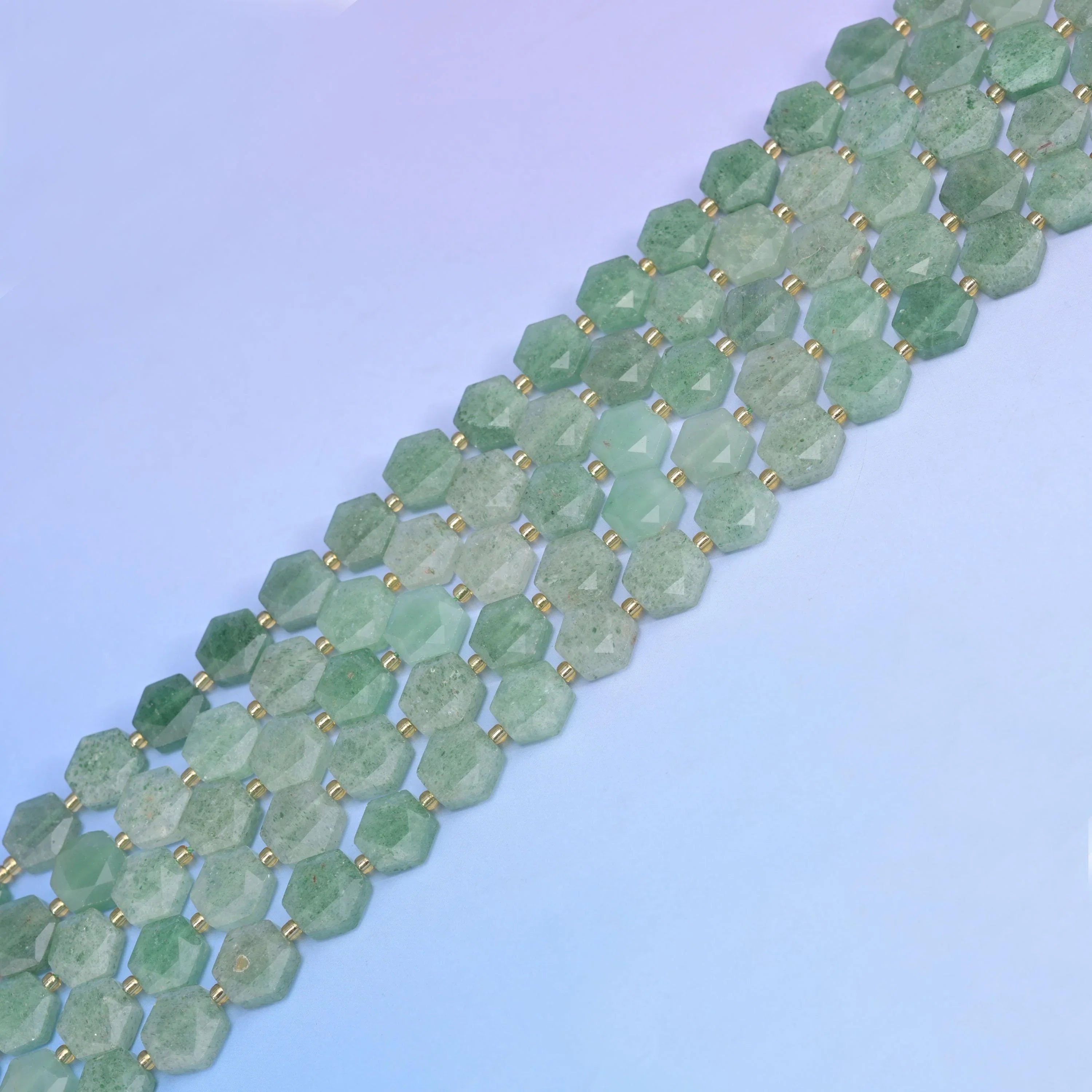 Green Strawberry Quartz in soft celadon and sage green.
