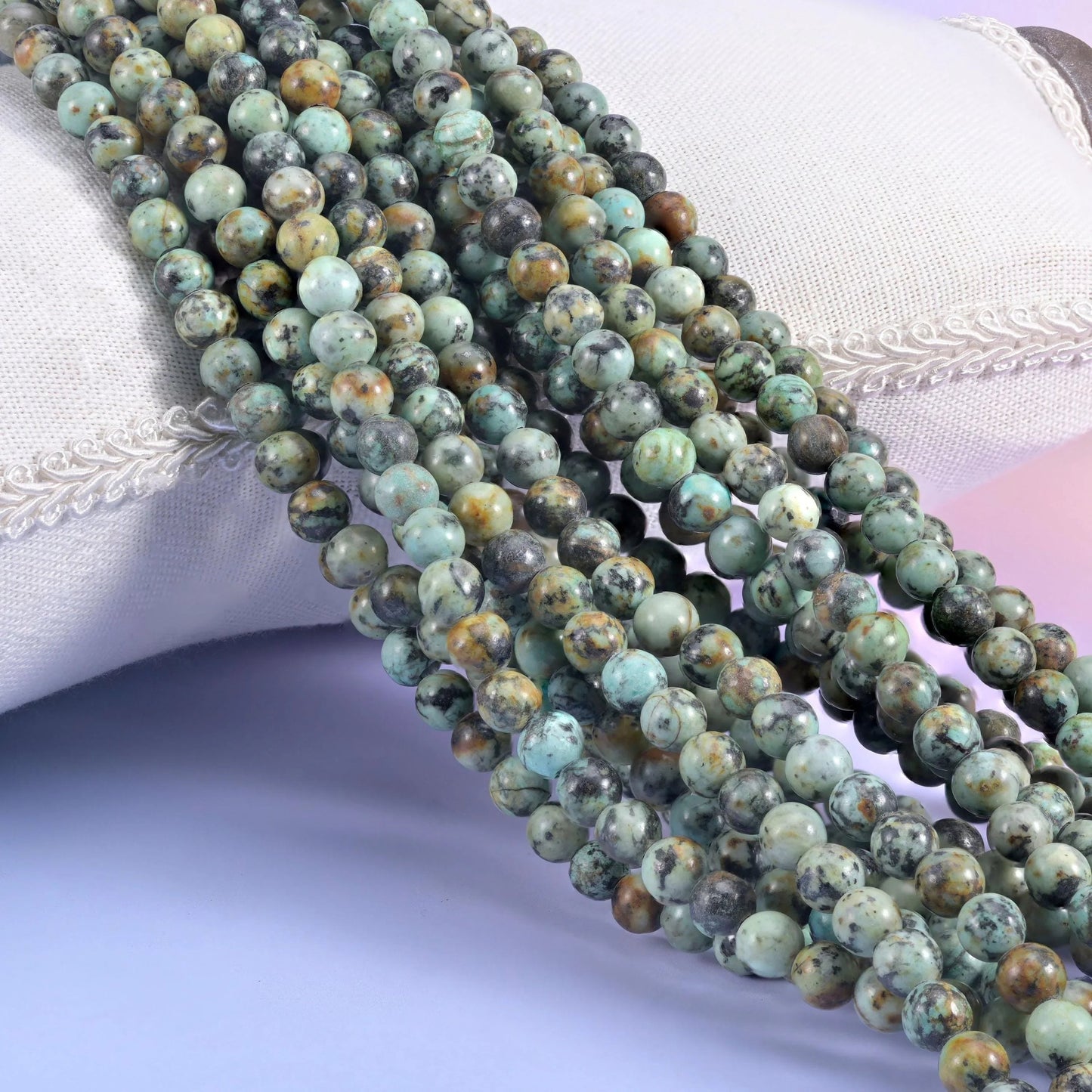 African Howlite Large Hole Round Beads 6mm 8mm 10mm