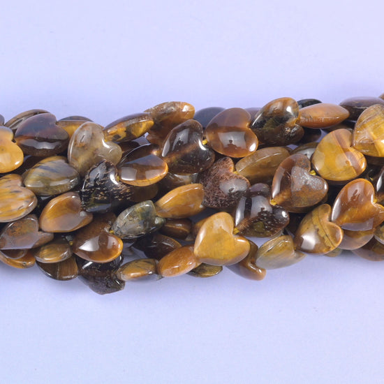 Tiger Eye Heart Beads, hole approximately 0.8mm