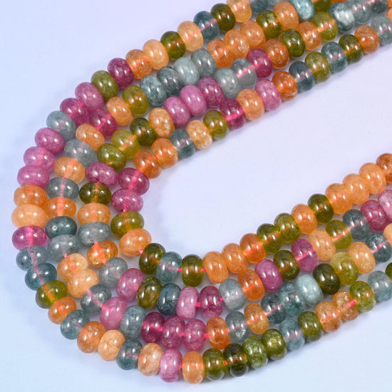 Colorful Dyed Jade Smooth Rondelle Beads 5x8mm, hole 1.0mm (+/- 0.2mm), center drilled