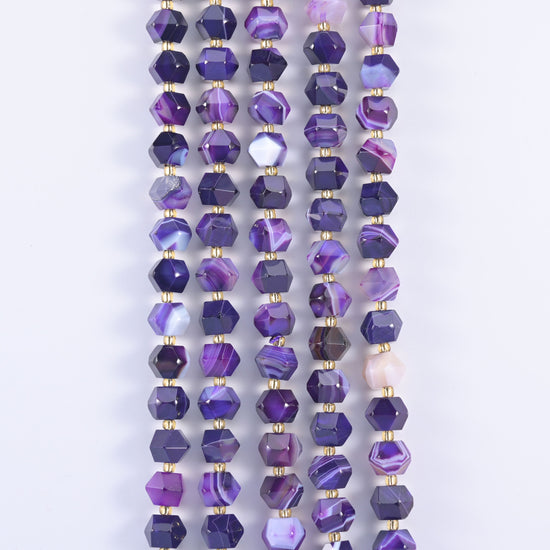 Diamond Rhombus Gemstone Beads, colour and pattern shift bead to bead within a strand.