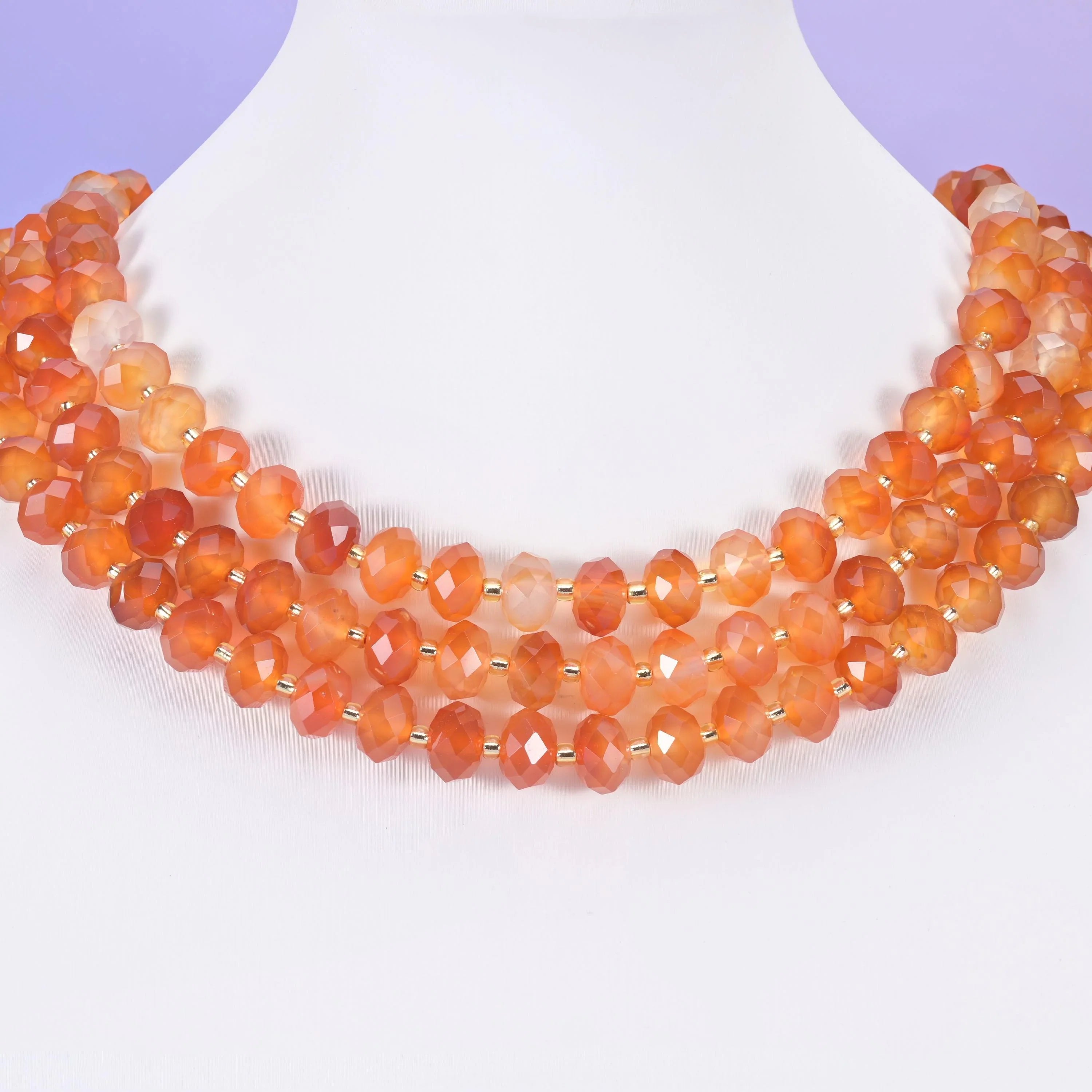 Orange Carnelian beads, faceted rondelle, 6 x 10mm