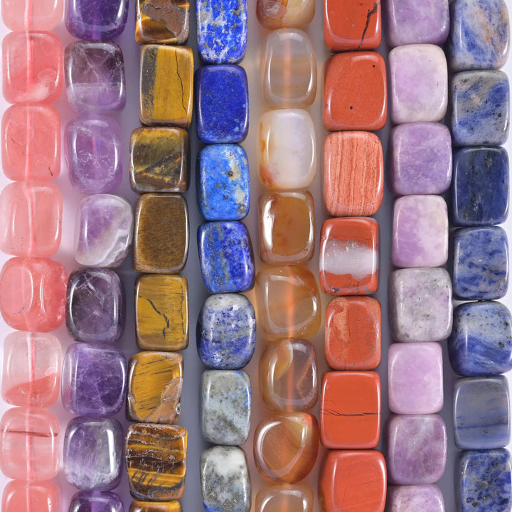 Natural gemstone irregular rectangle cube nugget beads with softened corners and a high polish