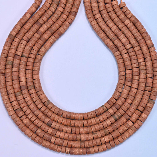 Matte gold sandstone heishi disc beads, hole 1.0mm