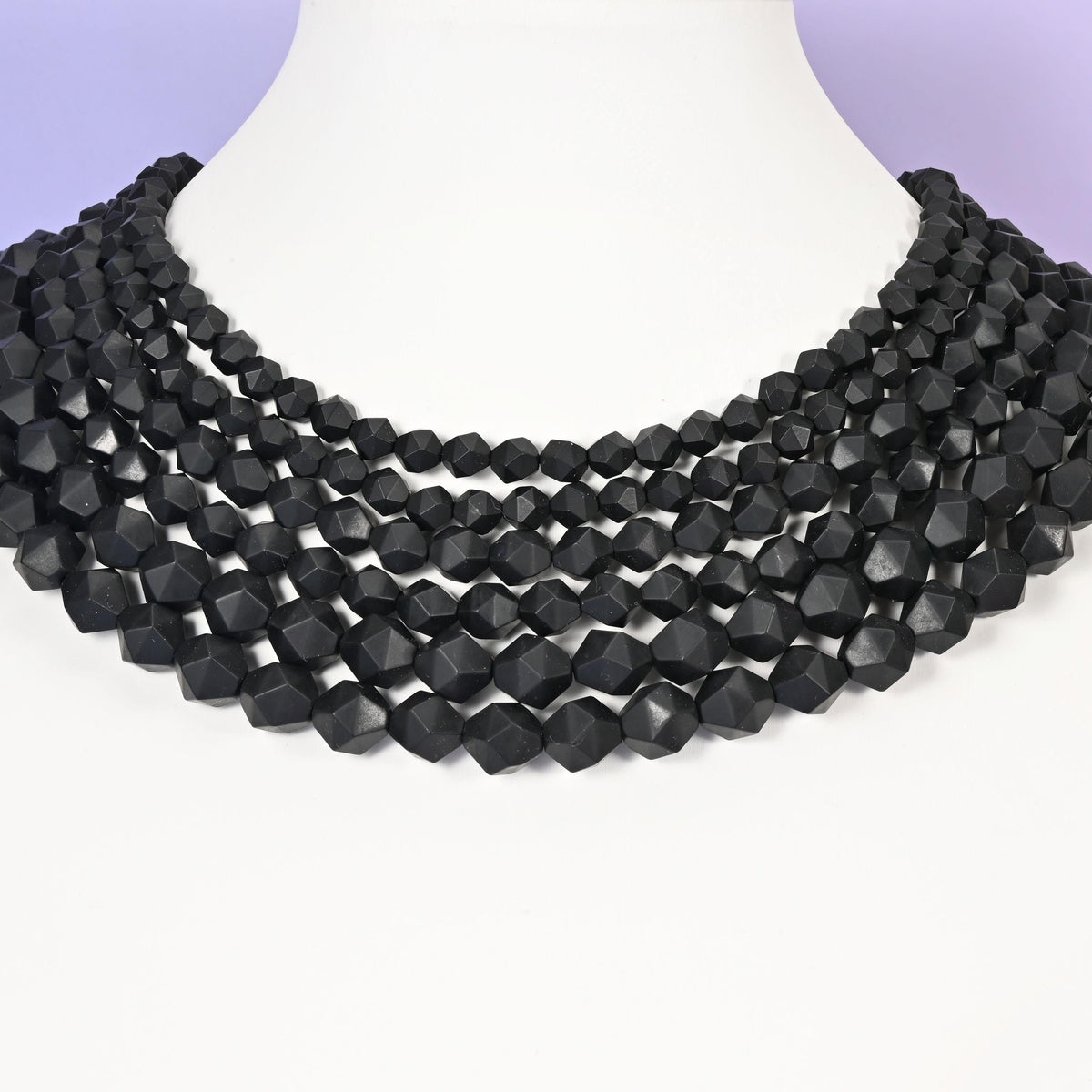 Matte Black Onyx beads, diamond star cut, 6mm to 10mm