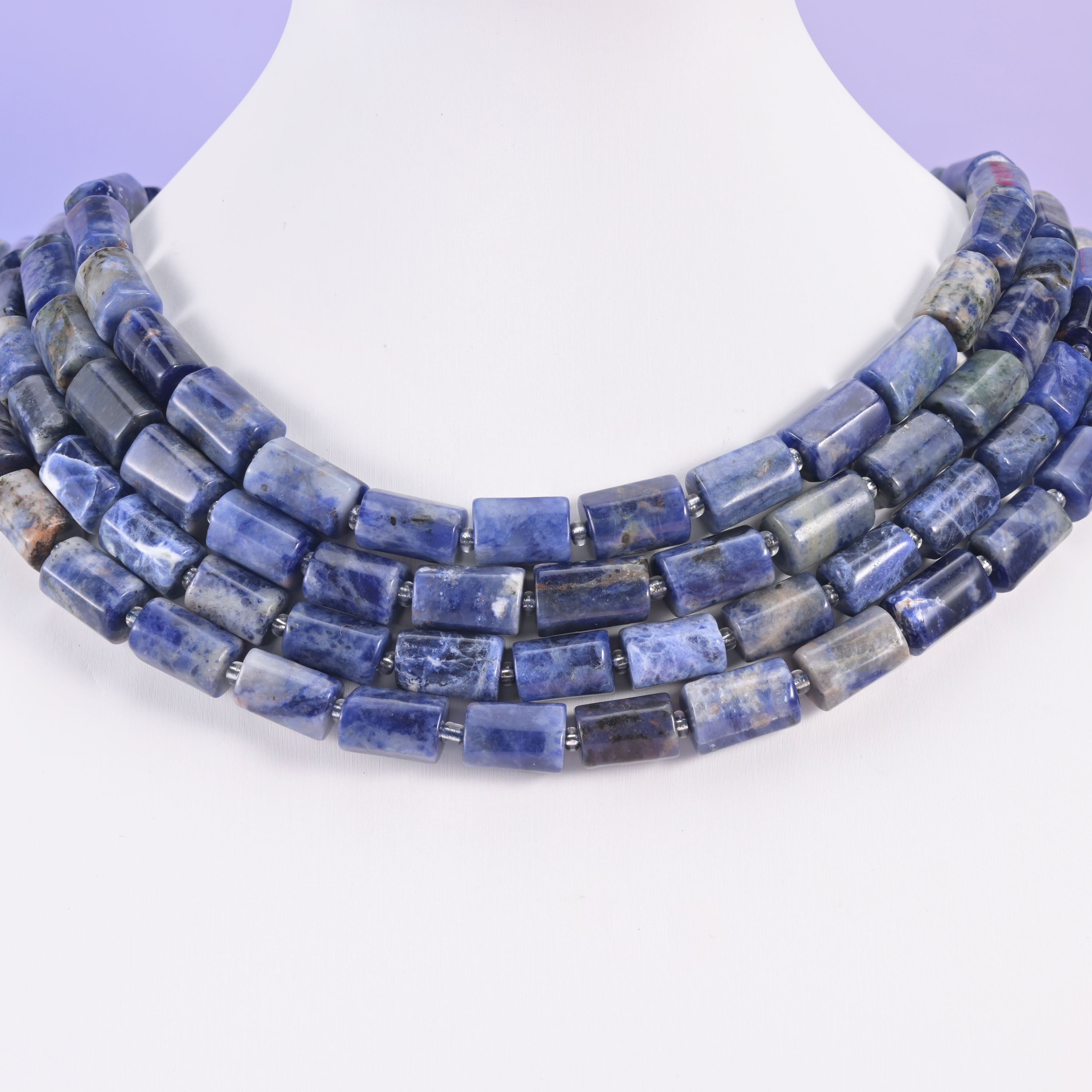 Sodalite beads, faceted tube shape, 12x8mm
