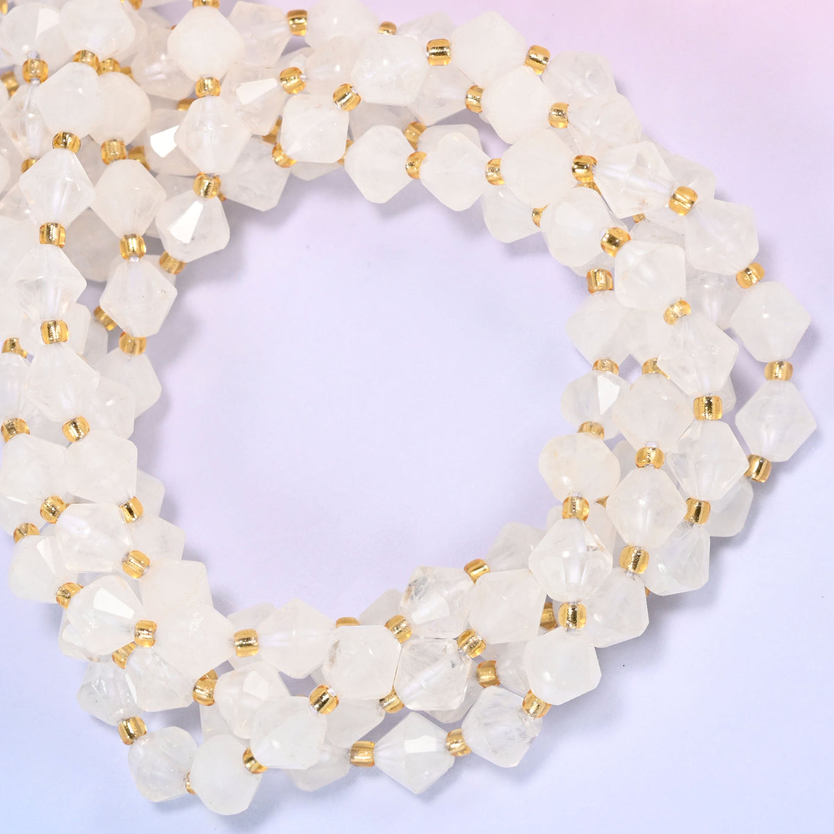Angolan Quartz Faceted Bicone Beads 8mm Jewelry Making 15 Inch Strand