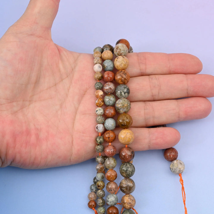 Flower Ocean Jasper beads, round, 6mm to 10mm