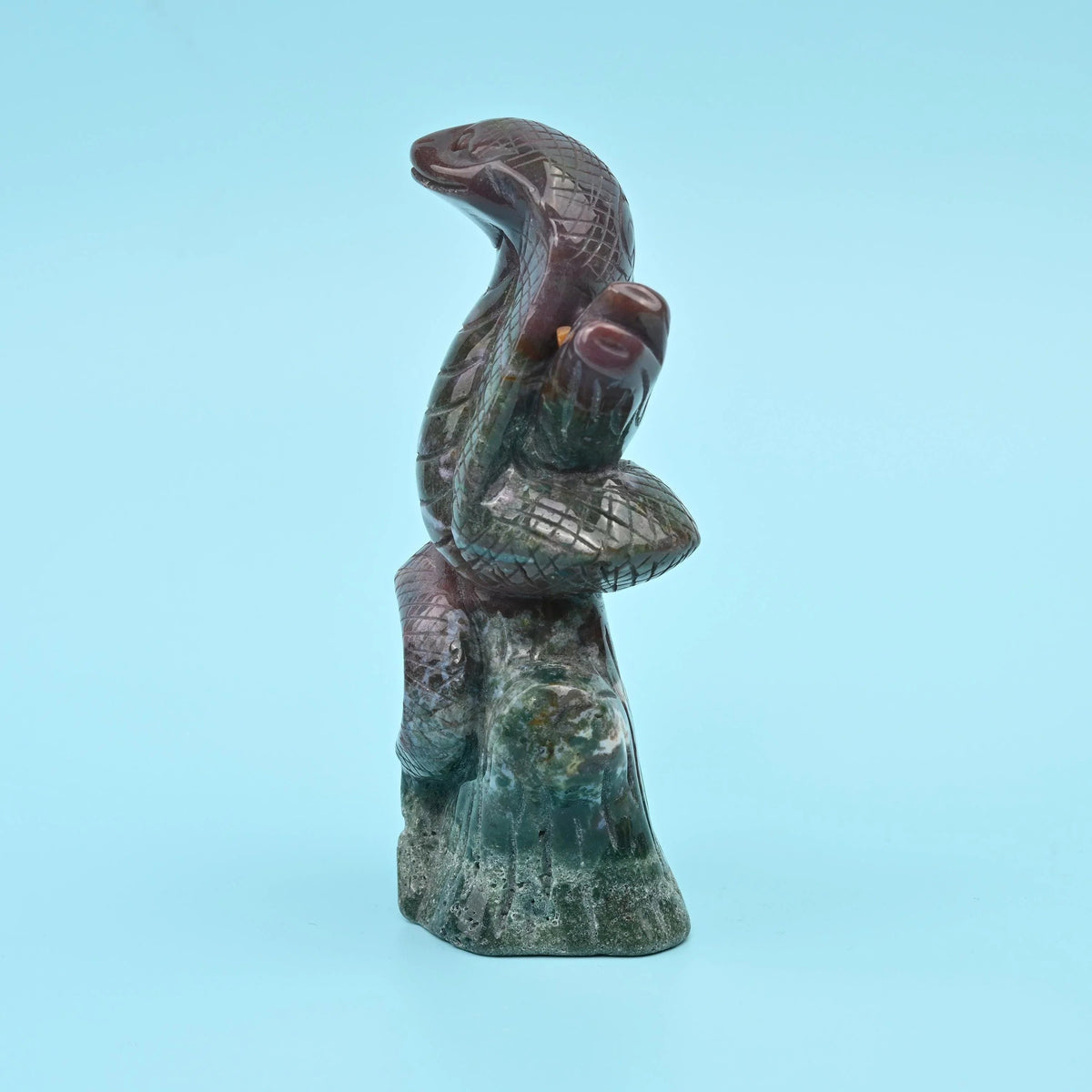 Indian Agate cobra figurine, 1.6 pounds