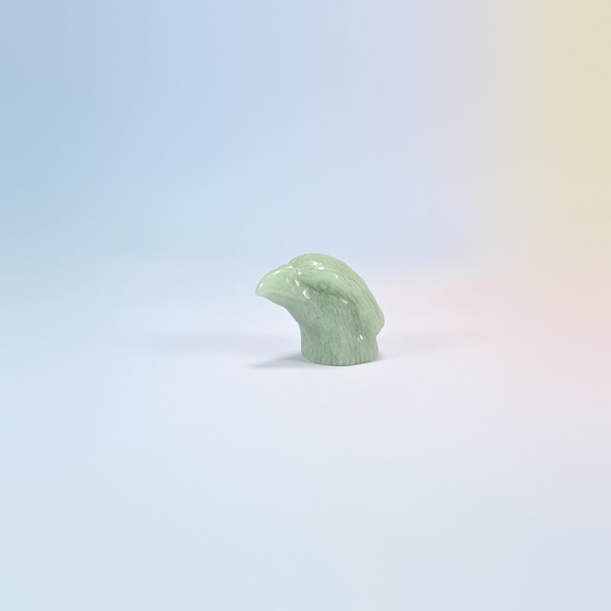 2 inch natural green aventurine eagle head carving, soft green polished stone