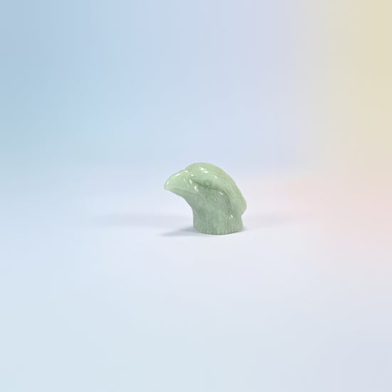 2 inch natural green aventurine eagle head carving, soft green polished stone