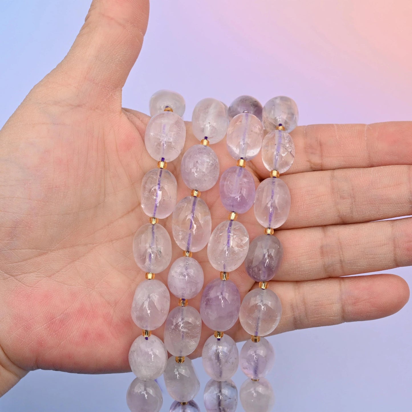 Lavender Amethyst beads, oval nugget, 10-17mm