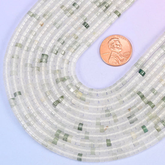 Tianshan Jade Smooth Heishi Disc Beads: Jewelry Making Supply, 15.5 Inch Strand