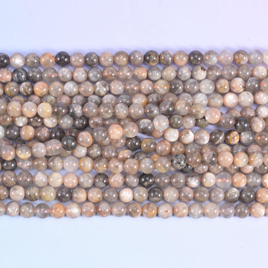 Smooth round cut black moonstone beads