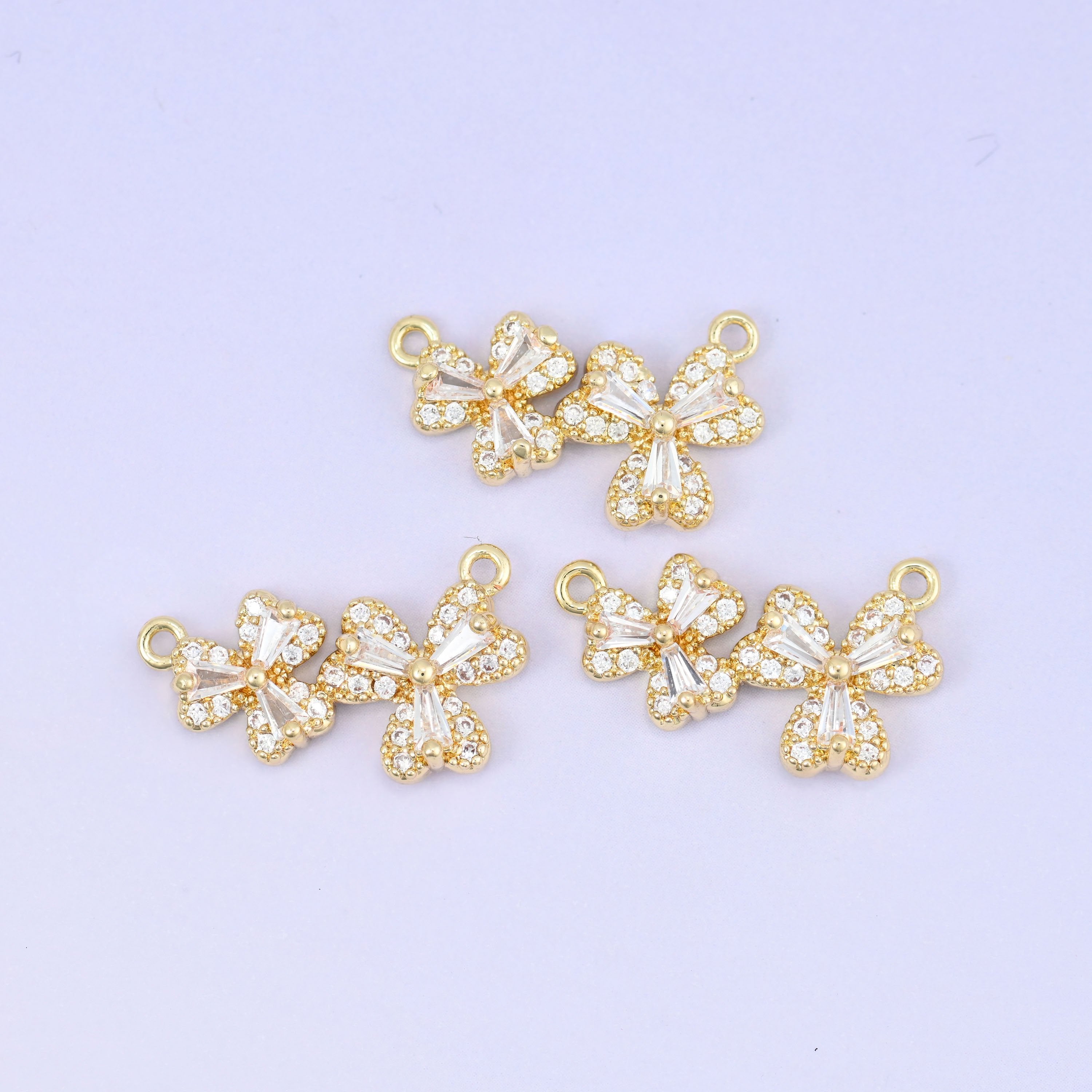 Flower Zircon Connector Pendant, sold per piece