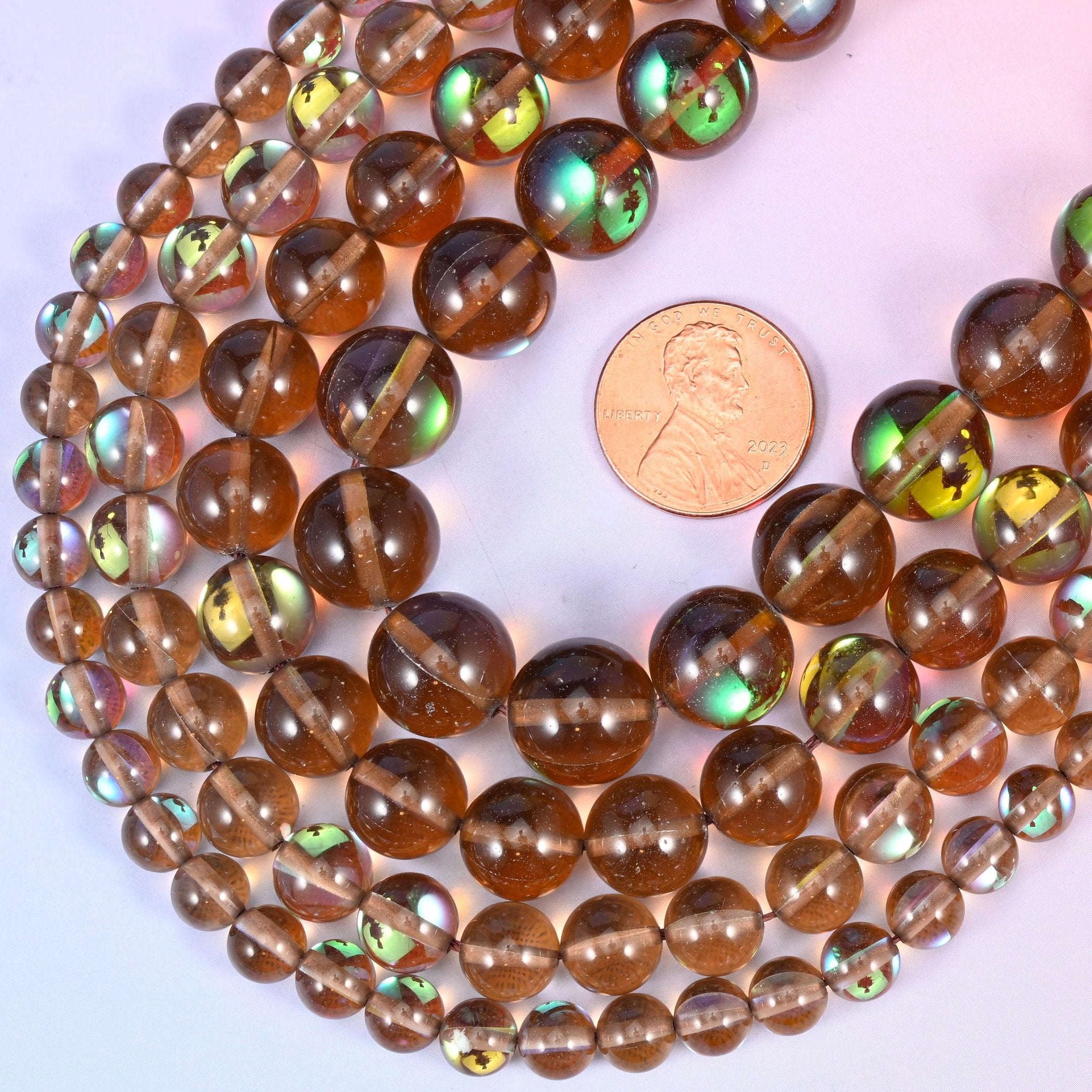 Round cut glass beads
